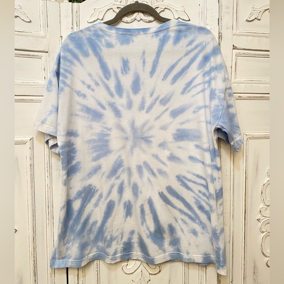 Rolling Stones Tie Dye Graphic Tee Blue and White Mouth Lips T-Shirt Size M - Picture 4 of 7